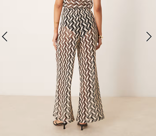 Asos - New Look co-ord chevron crochet look trousers in black