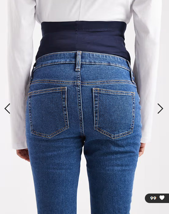 ASOS DESIGN Maternity skinny jeans with over bump in dark blue