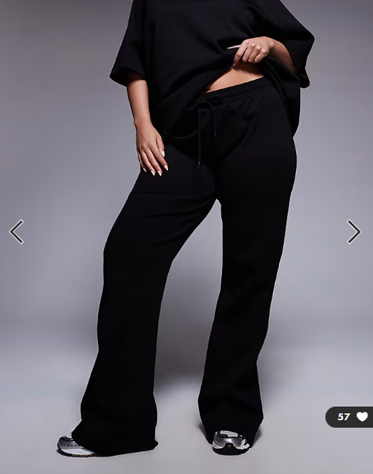 ASOS DESIGN Curve co-ord interlock flared jogger in black