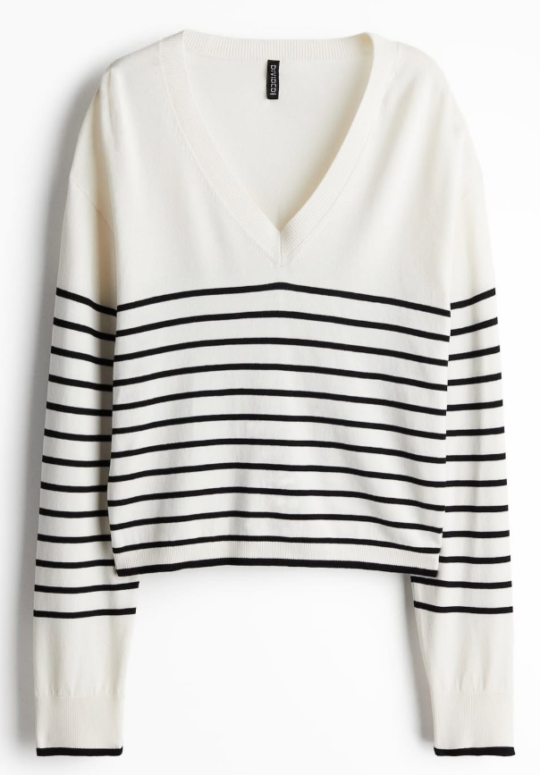 H&M-FINE-KNIT V-NECK SWEATER