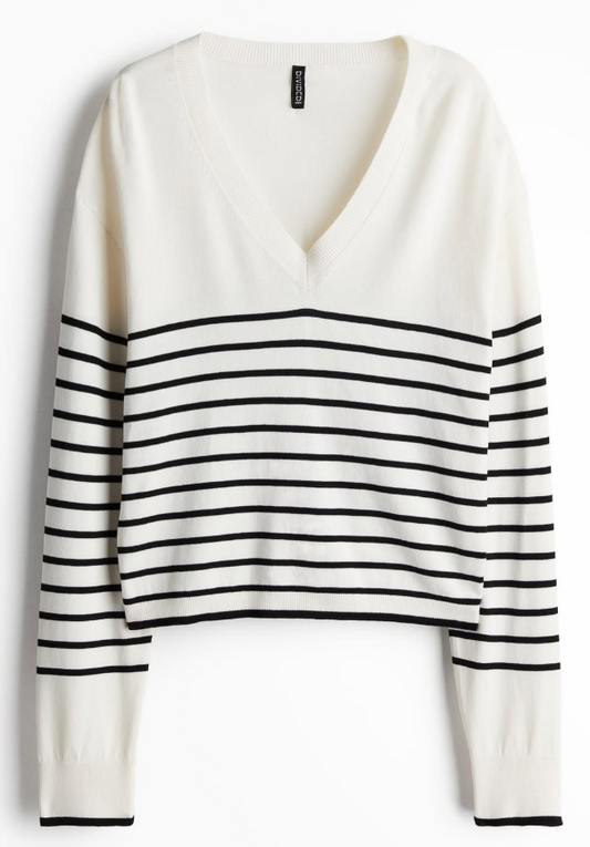 H&M-FINE-KNIT V-NECK SWEATER