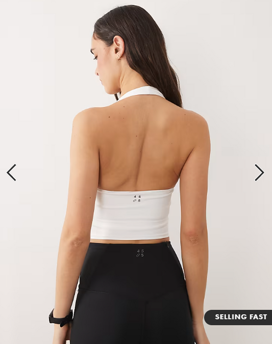 4505 active halter neck performance vest with inner bra in white