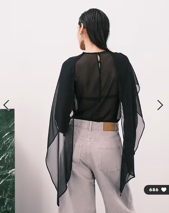 ASOS DESIGN chiffon scarf detail sheer blouse in black