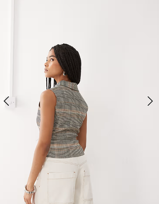 COLLUSION tailored button through shirt in mixed check