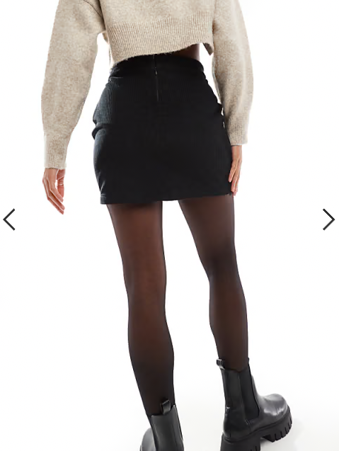 Threadbare velvet cord mini skirt in black