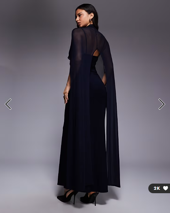 ASOS DESIGN exaggerated cape maxi dress in navy