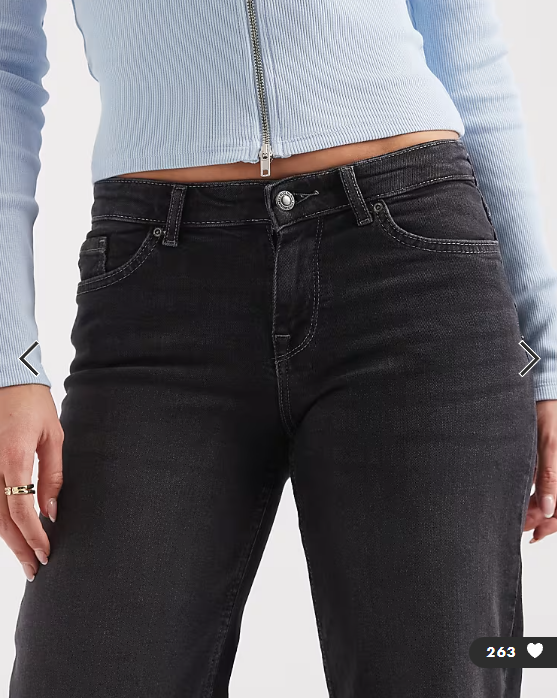 ONLY Judy low rise wide leg jeans in washed black