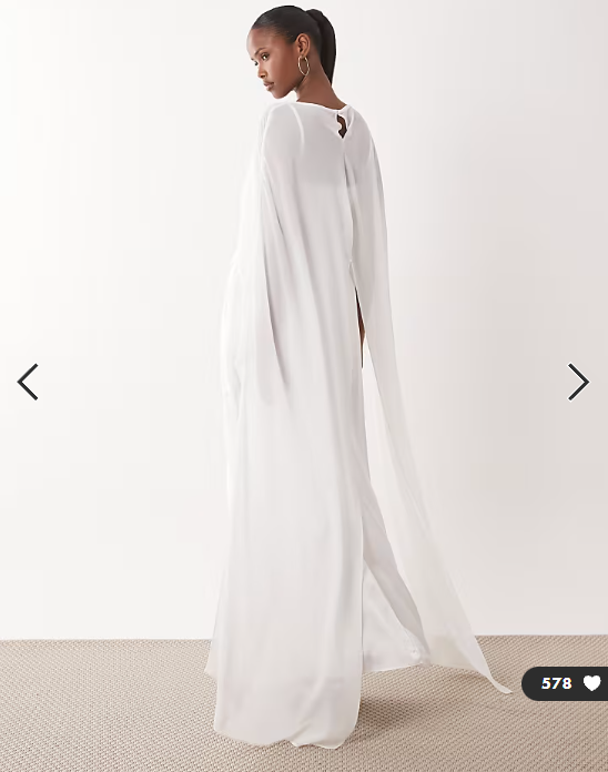 TFNC - bridal satin cami mesh cape detail maxi dress in ivory