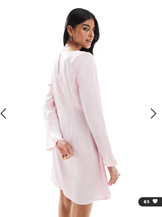 Vero Moda bell sleeve satin mini dress in blossom pink