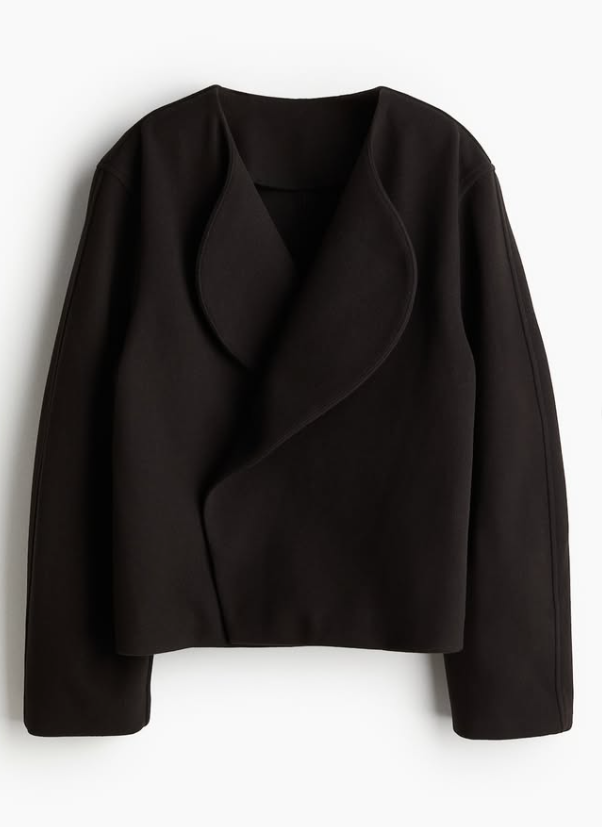 H&M - FELTED JACKET WITH SHAWL COLLAR- Black