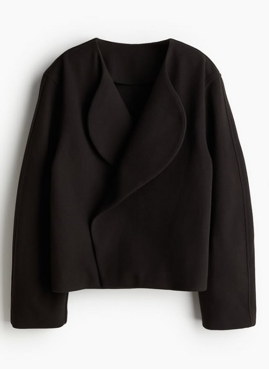 H&M - FELTED JACKET WITH SHAWL COLLAR- Blaxk