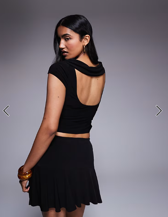 ASOS DESIGN co-ord slinky flippy mini skirt in black
