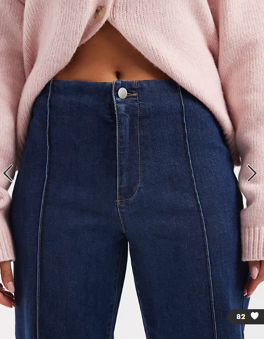 ONLY Becky high waist front seam jeans in dark blue denim