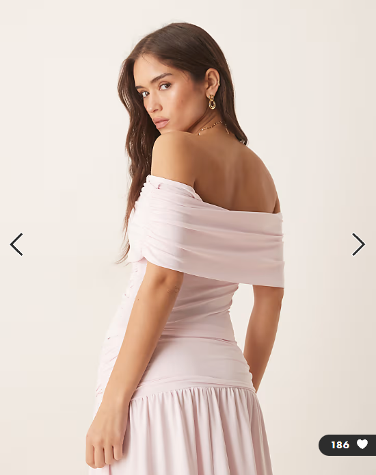 ASOS DESIGN mix & match ruched bardot in pastel pink