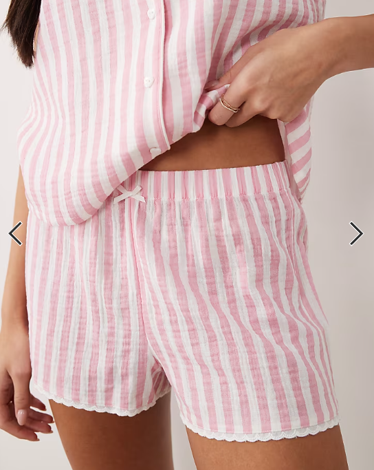 Boux Avenue cotton woven short pj set in pink stripe