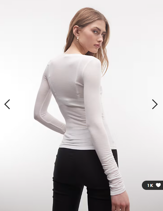 Weekday long sleeve henley t-shirt in white exclusive to ASOS