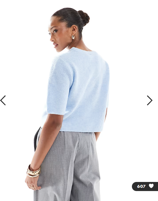 Pieces soft knit short sleeve cardigan in blue