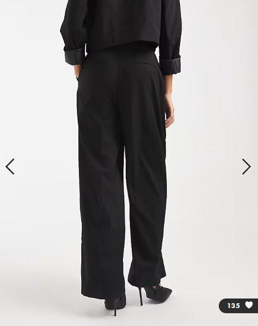 Pieces tailored high waisted wide leg trousers co-ord in black