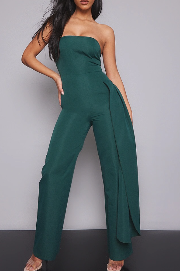 Emerald Geeen Bandeau Draped Woven Jumpsuit