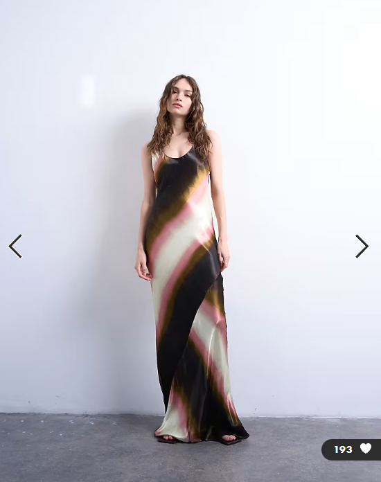 Topshop racer neck satin bias maxi dress in ombre stripe