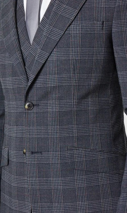 Slim Fit Retro Check Suit Jacket