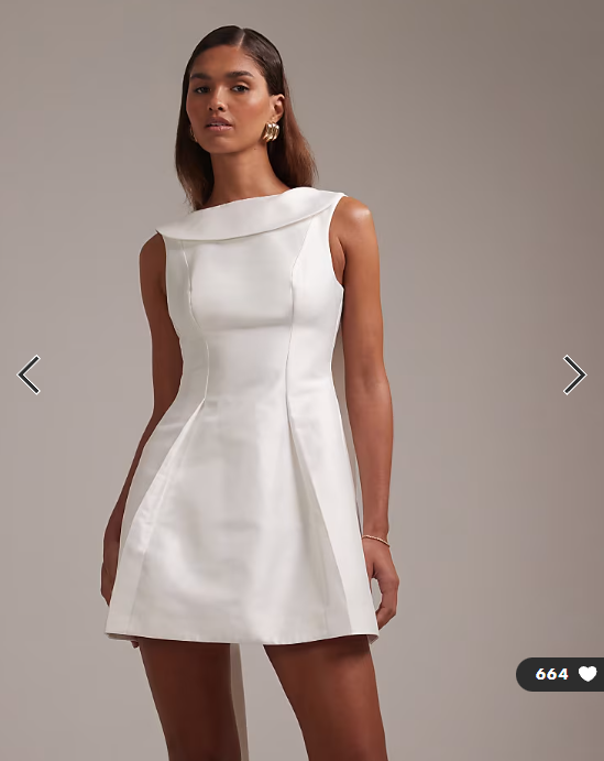 ASOS DESIGN structured collar mini wedding dress in ivory