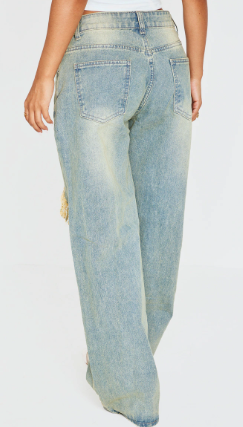 Petite Indigo Vintage Wash Extreme Rip Jeans