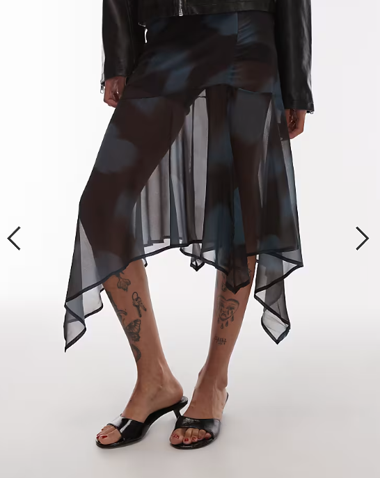 ASOS DESIGN dropped waist midi skirt in blurred print