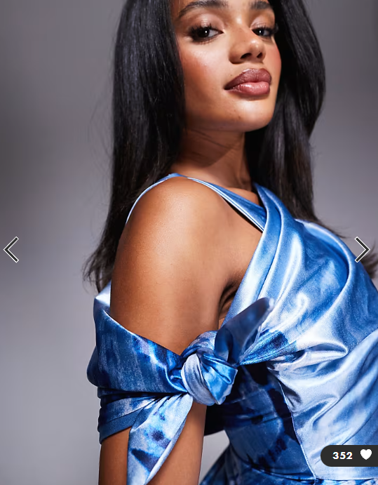 Asos - stretch satin draped knot detail mini dress in abstract print