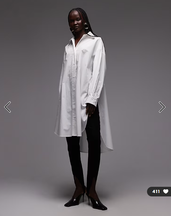 ASOS DESIGN wide cuffs longline oversized shirt in white