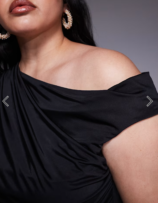 TFNC Plus asymetrical maxi dress with thigh split in black