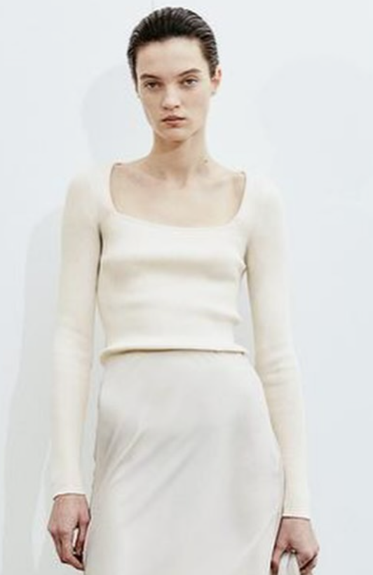 H&M-SQUARE-NECK RIB-KNIT TOP