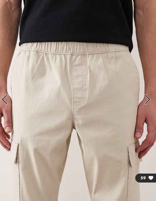 ASOS DESIGN slim pull on cargo trousers in beige