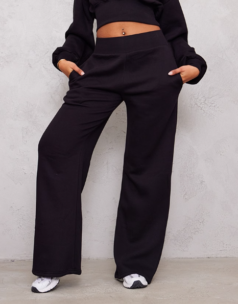 Tall Black High Waisted Wide Leg Joggers