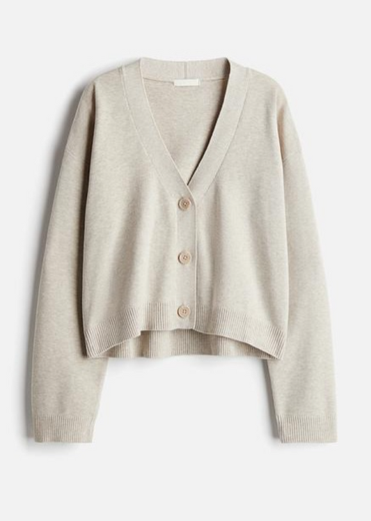 H&M - Fine-knit cardigan - light beige marl