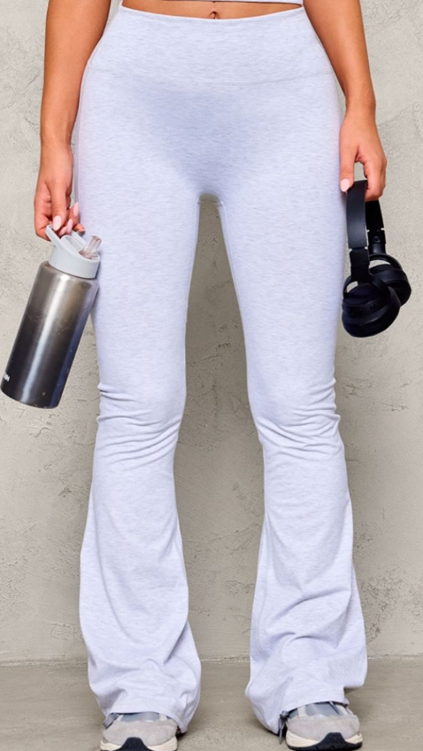 Plt - Ash Grey Marl Sculpt High Waist Flare Yoga Pants