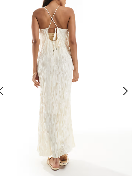 Vero Moda Maternity textured plisse cami maxi dress in birch cream
