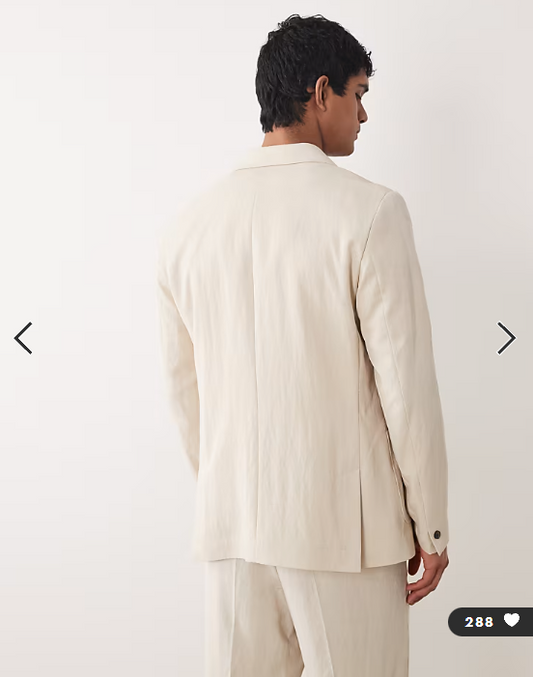 ASOS DESIGN double breasted regular suit blazer in cream