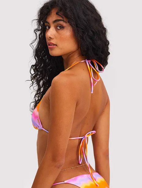 Loavies - Pink bikini top with tie dye print