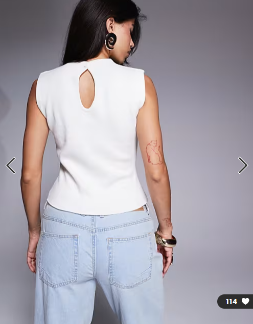 ASOS DESIGN knitted compact top in ecru