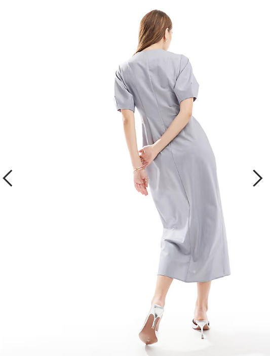 ASOS DESIGN puff sleeve tie front midi dress