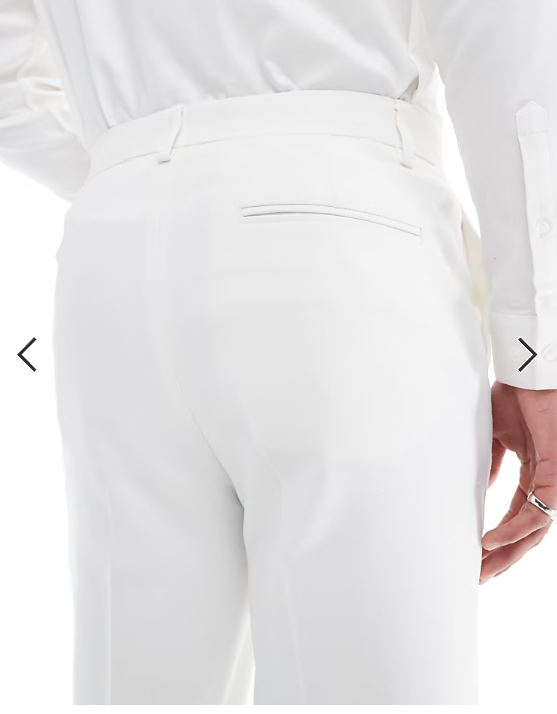 ASOS DESIGN tapered suit trousers in textured white fabric