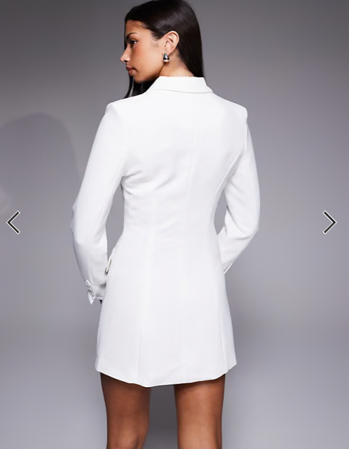 Aria Cove structured button through pocket detail tailored mini dress in cream