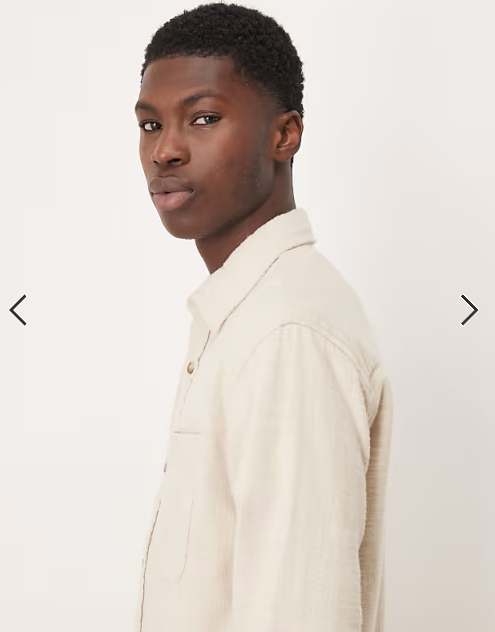 Abercrombie & Fitch long sleeve cropped flannel shirt with pocket in cream