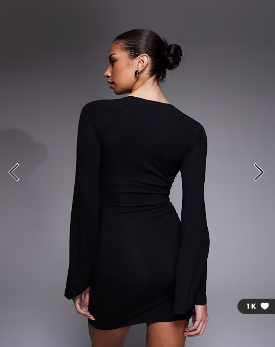 ASOS DESIGN super scoop mini dress with flute sleeves in black