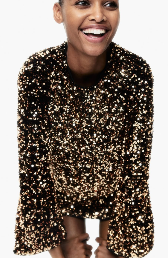 H&M - SEQUINED A-LINE DRESS - Gold