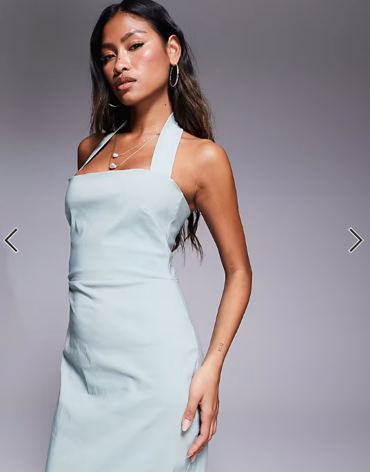 Vesper bengaline halterneck strap bodycon maxi dress in sage
