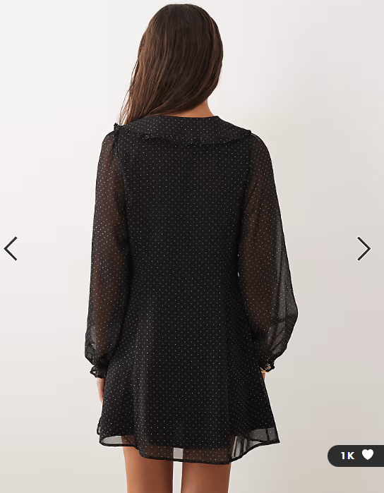 Miss Selfridge button through mini with collar in polka dot