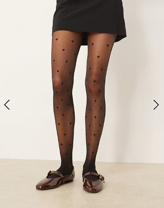 ASOS DESIGN heart pattern tights in black
