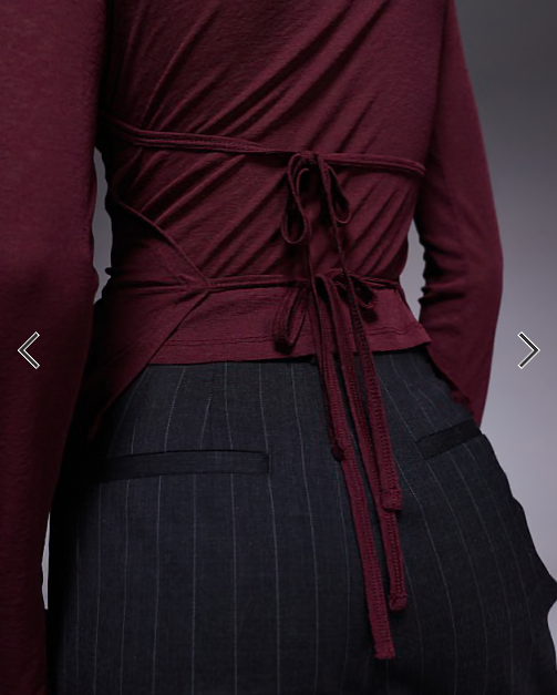 ASOS DESIGN gauzy sheer double layer top in burgundy